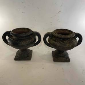 A Pair of 18th Century French Cast Iron Urns
